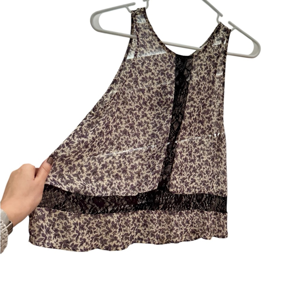Mesh and lace tank top blouse